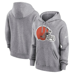 Cleveland Browns Women's Team Logo Club Fleece Pullover Hoodie - Heather Gray on sale
