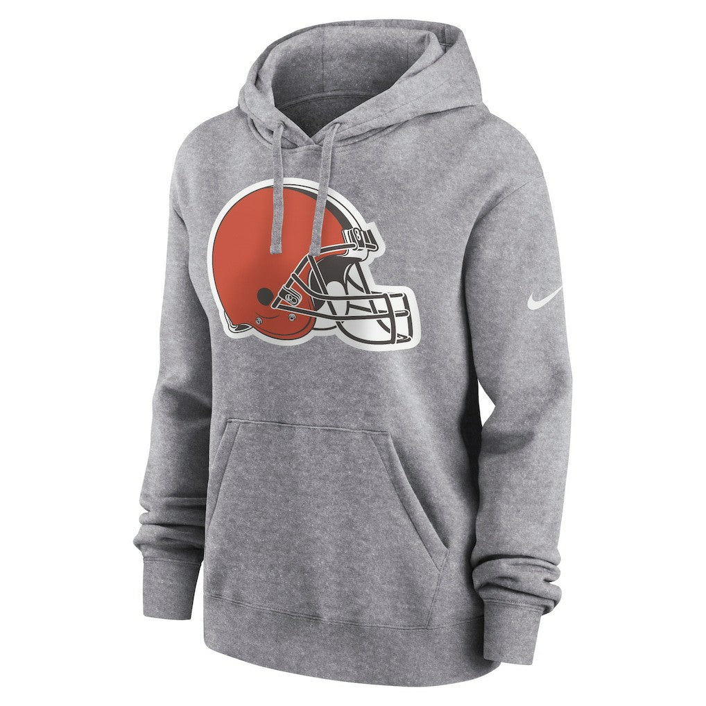 Cleveland Browns Women's Team Logo Club Fleece Pullover Hoodie - Heather Gray on sale
