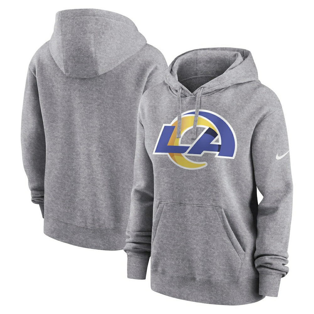 Los Angeles Rams Women's Team Logo Club Fleece Pullover Hoodie - Heather Gray cheap