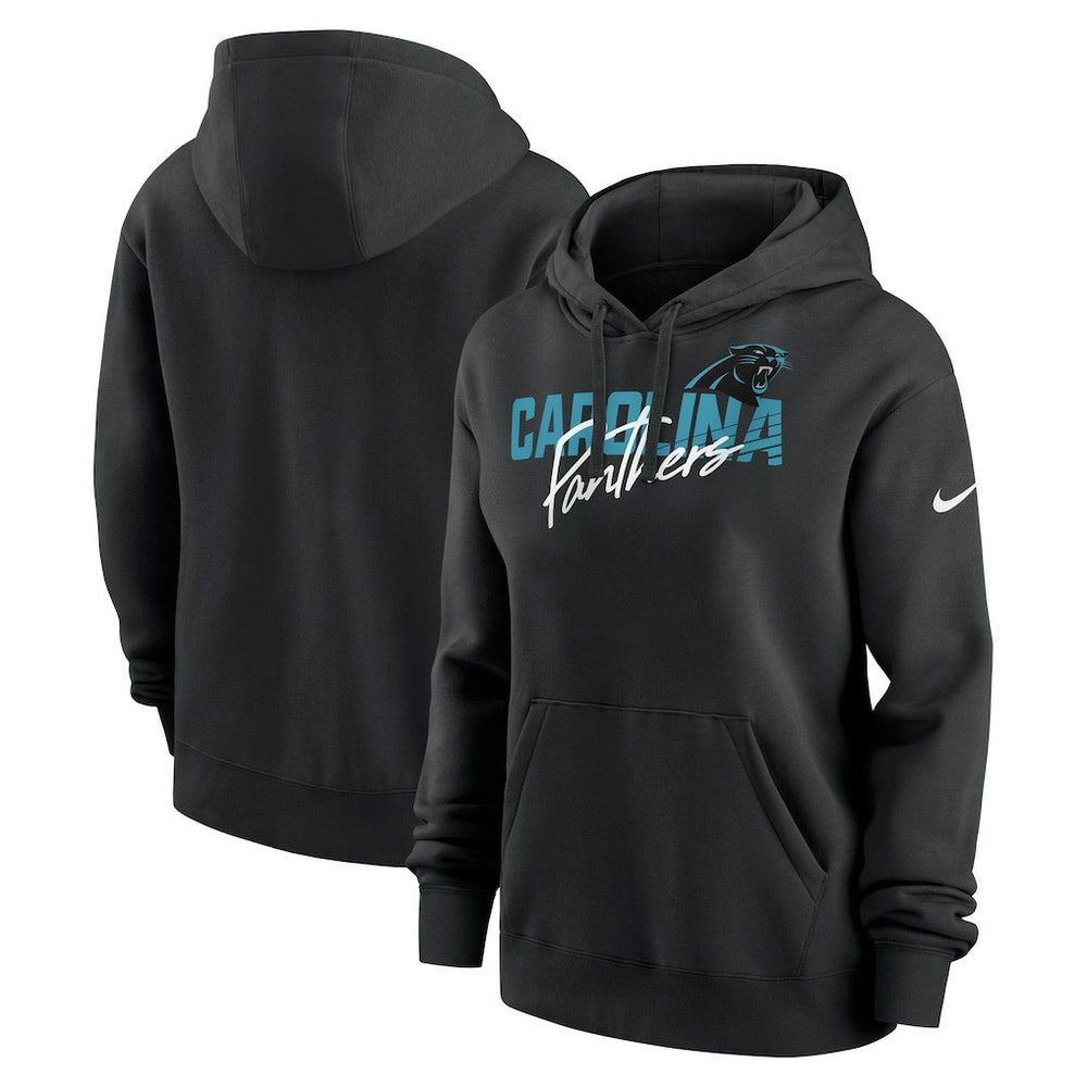 Carolina Panthers Women's Wordmark Club Fleece Pullover Hoodie - Black on sale