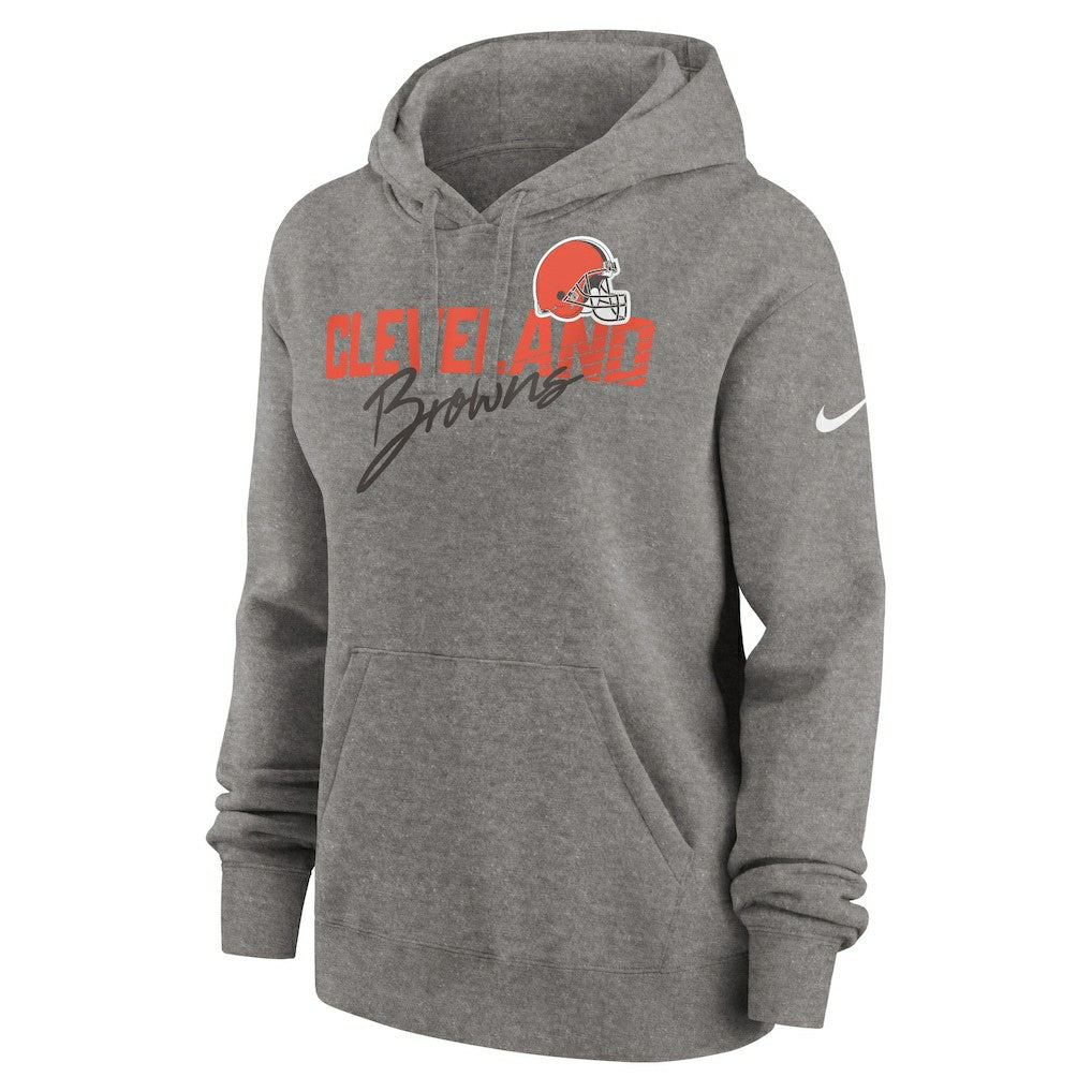 Cleveland Browns Women's Wordmark Club Fleece Pullover Hoodie - Heather Gray on sale