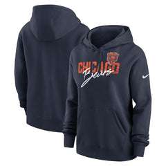 Chicago Bears Women's Wordmark Club Fleece Pullover Hoodie - Navy on sale