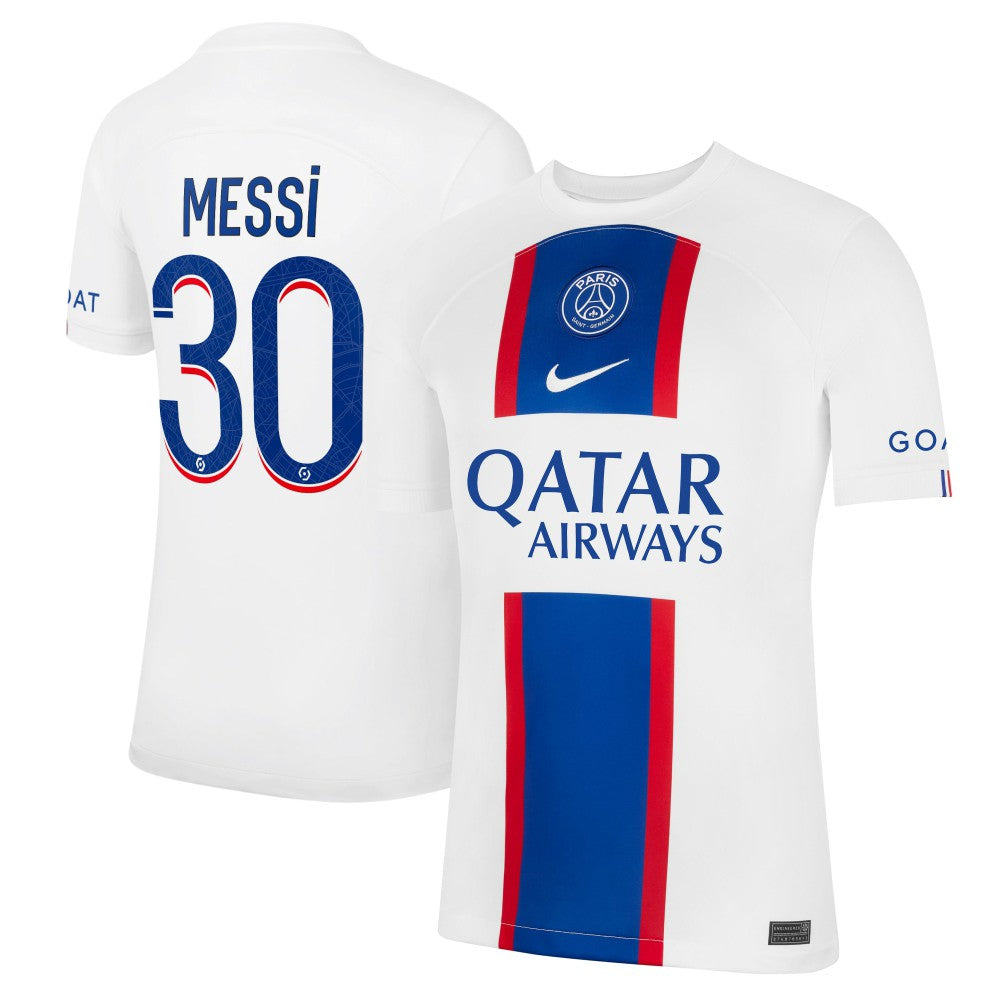 Lionel Messi Paris Saint-Germain 2022/23 Third Breathe Stadium Replica Player Jersey - White cheap