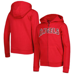 Los Angeles Angels Youth Wordmark Full-Zip Fleece Hoodie Red