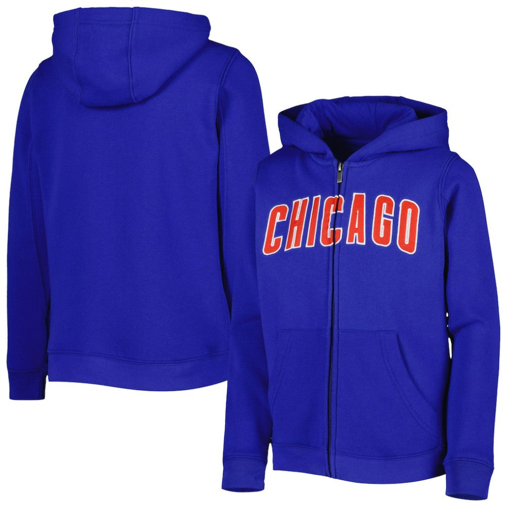Chicago Cubs Youth Wordmark Full-Zip Fleece Hoodie Royal
