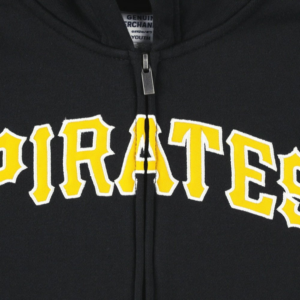 Pittsburgh Pirates Youth Wordmark Full-Zip Fleece Hoodie Black