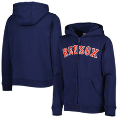 Boston Red Sox Youth Wordmark Full-Zip Fleece Hoodie Navy