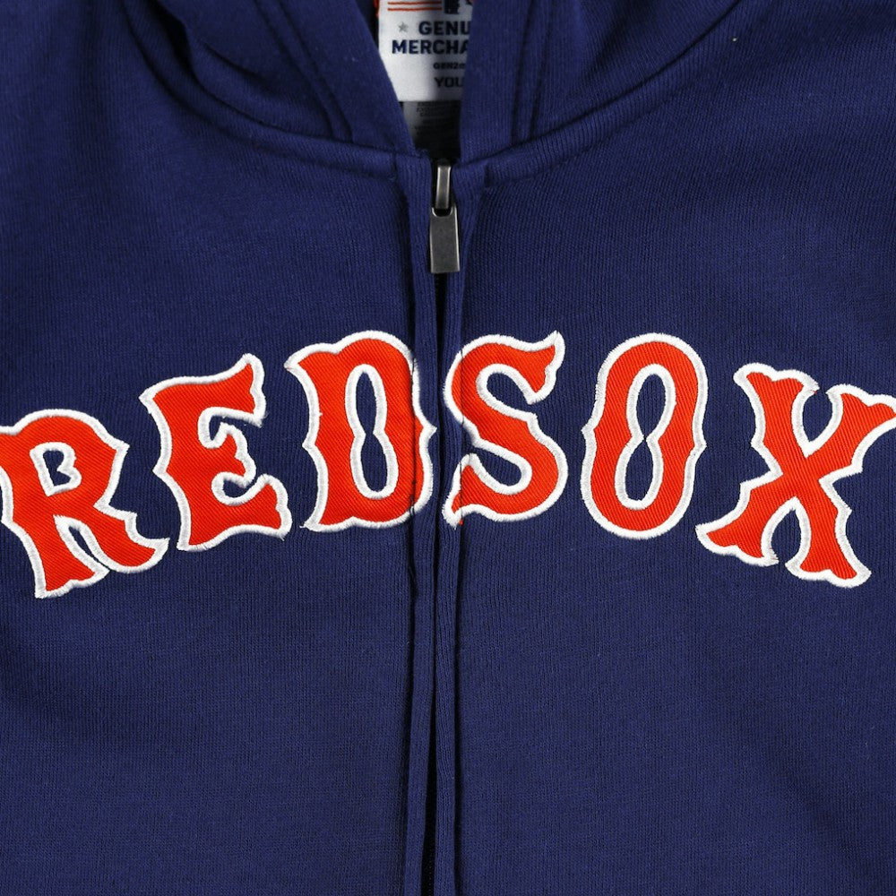 Boston Red Sox Youth Wordmark Full-Zip Fleece Hoodie Navy