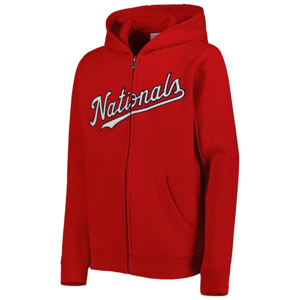 Washington Nationals Youth Wordmark Full-Zip Fleece Hoodie Red