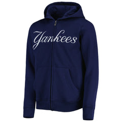 New York Yankees Youth Wordmark Full-Zip Fleece Hoodie Navy