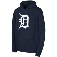Detroit Tigers Youth Team Primary Logo Pullover Hoodie Navy