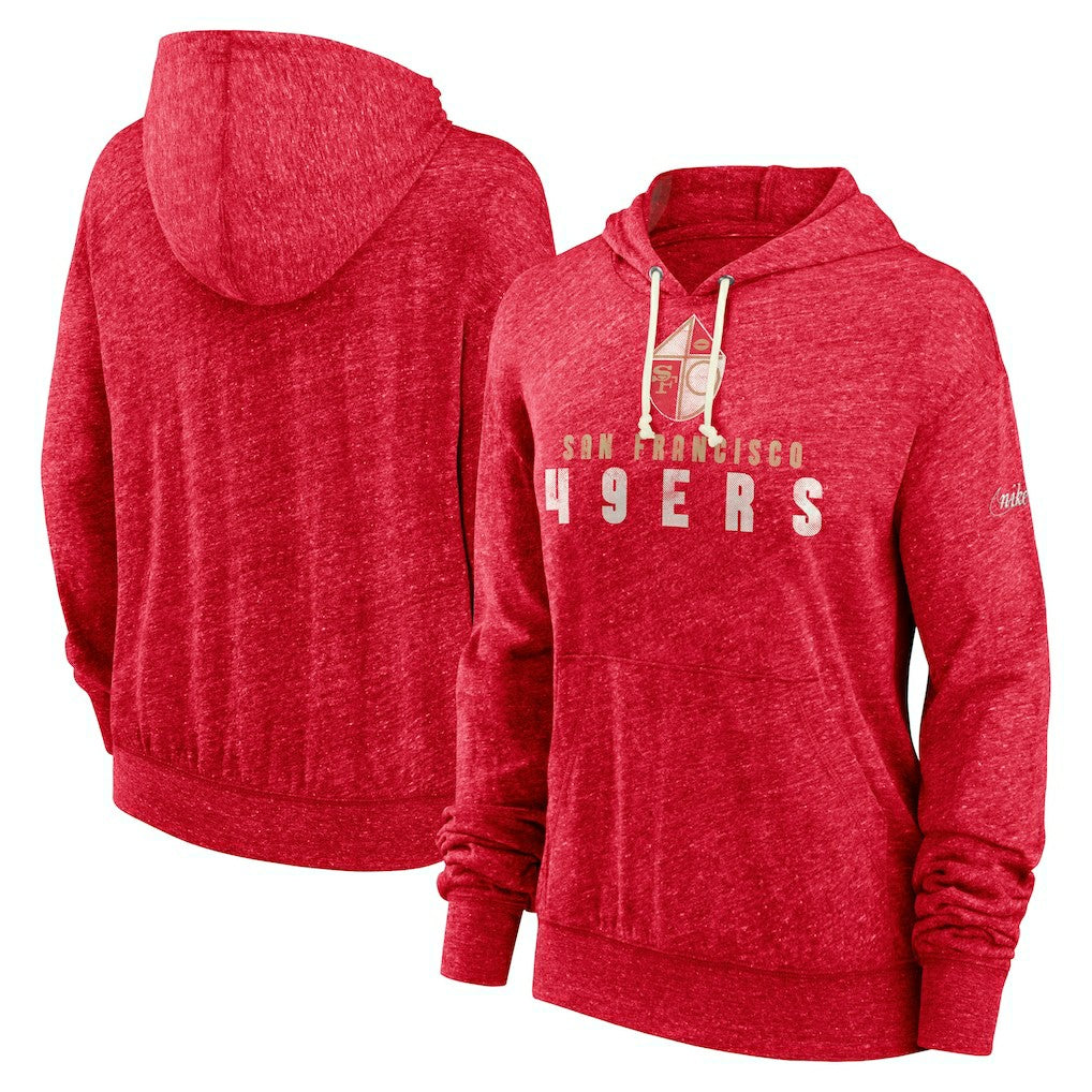San Francisco 49ers Women's Rewind Gym Vintage Lightweight Pullover Hoodie - Scarlet discount