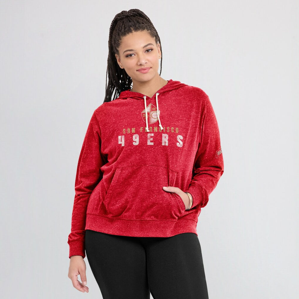 San Francisco 49ers Women's Rewind Gym Vintage Lightweight Pullover Hoodie - Scarlet discount