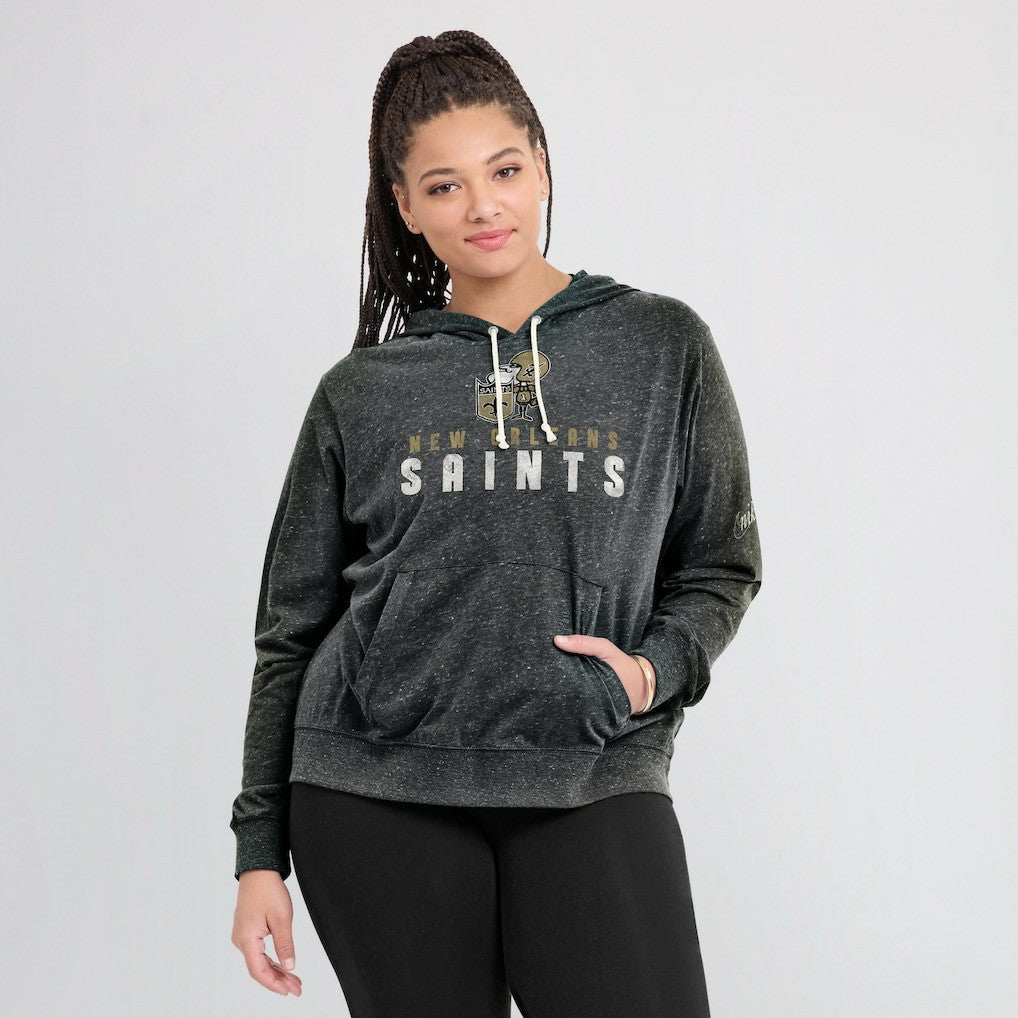New Orleans Saints Women's Rewind Gym Vintage Lightweight Pullover Hoodie - Black discount