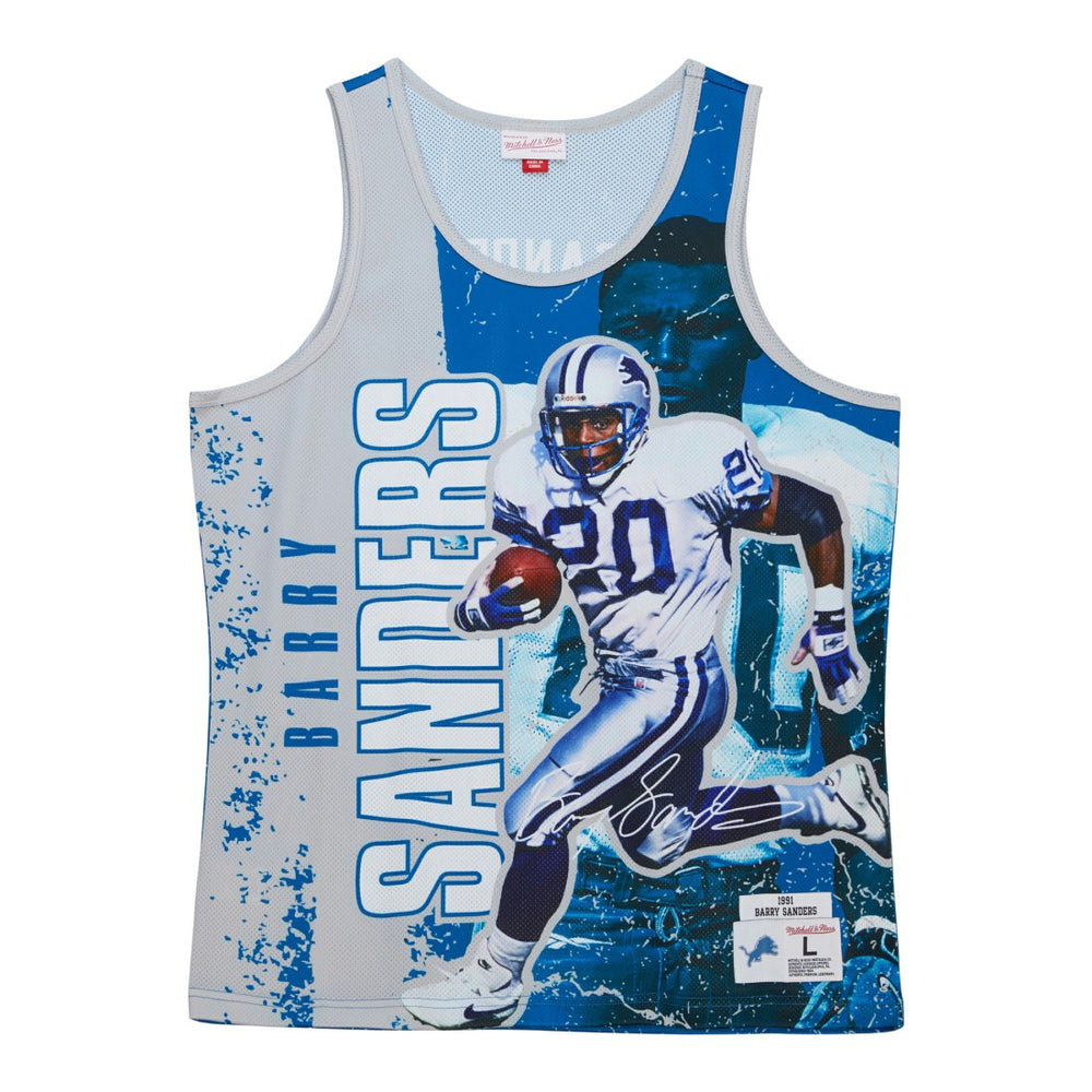 Barry Sanders Detroit Lions 1991 Player Burst Tank Top - Blue for sale
