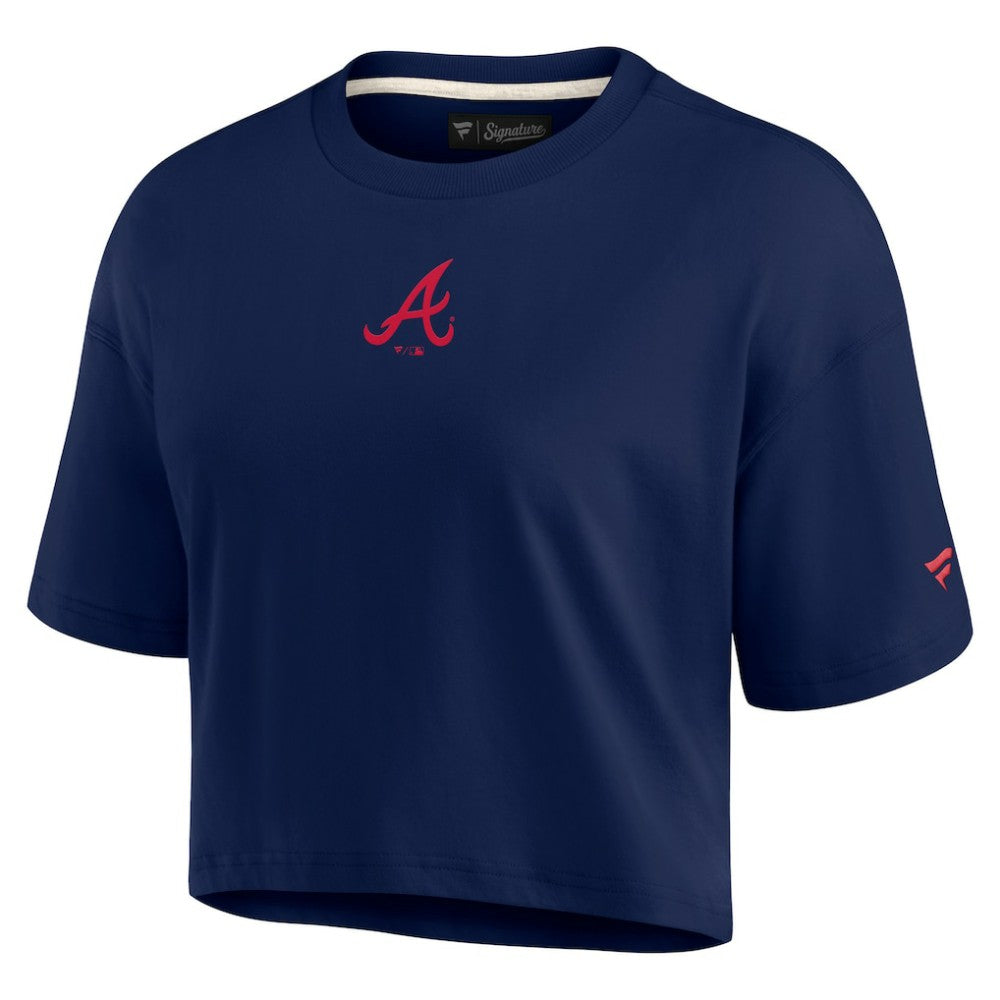 Atlanta Braves Women's Elements Super Soft Boxy Cropped T-Shirt Navy