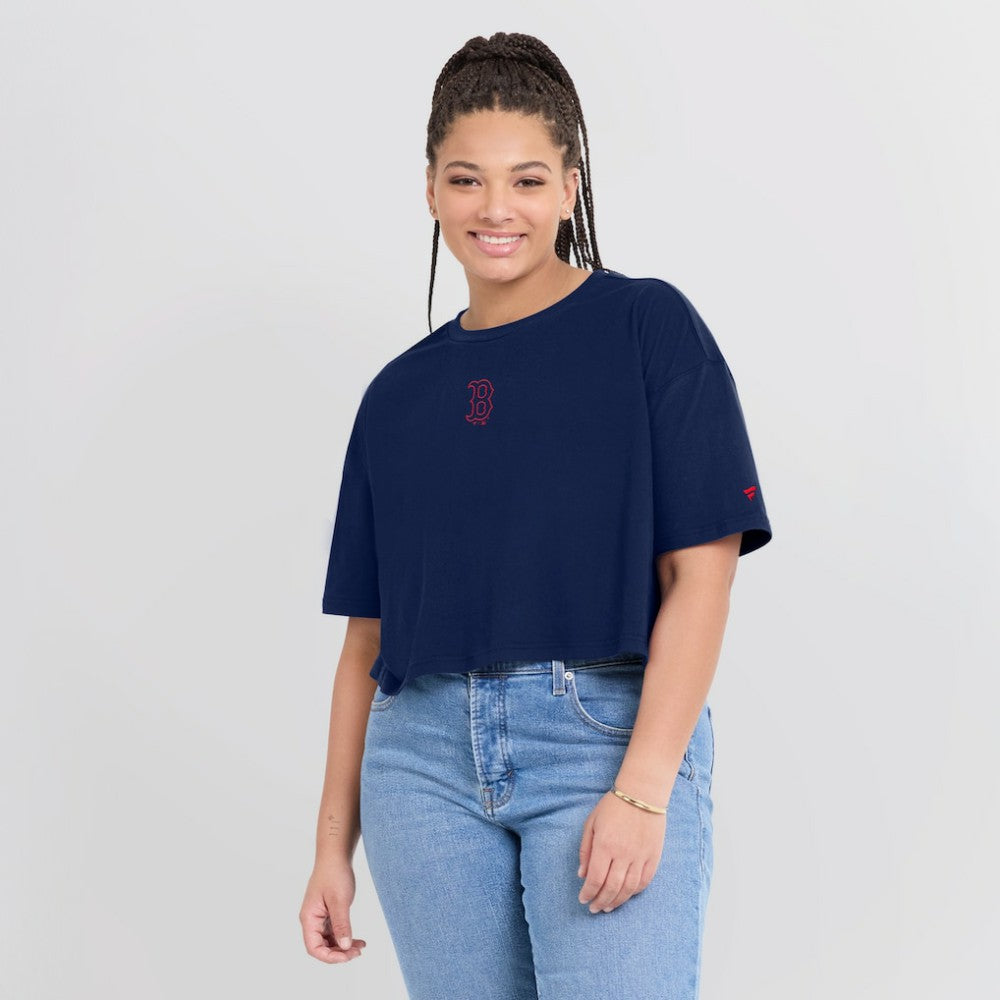 Boston Red Sox Women's Elements Super Soft Boxy Cropped T-Shirt Navy