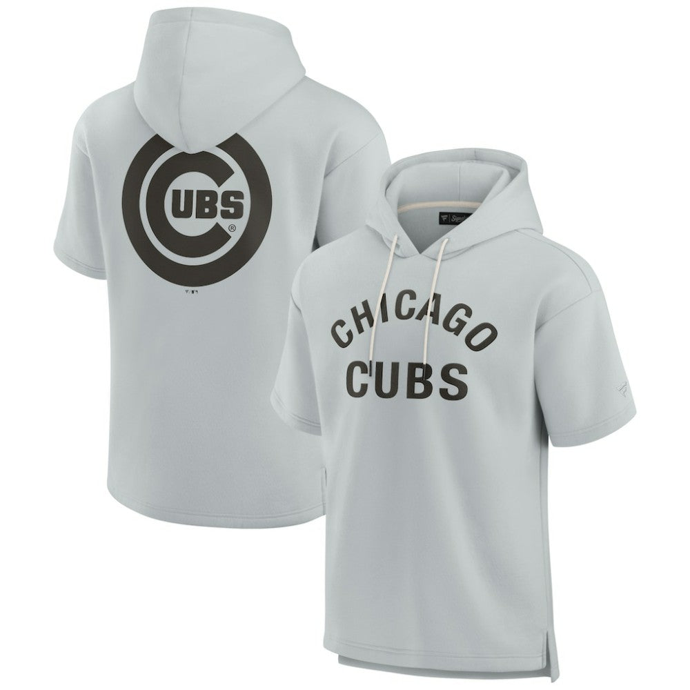 Chicago Cubs Unisex Elements Super Soft Fleece Short Sleeve Pullover Hoodie Gray