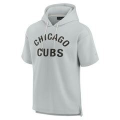 Chicago Cubs Unisex Elements Super Soft Fleece Short Sleeve Pullover Hoodie Gray