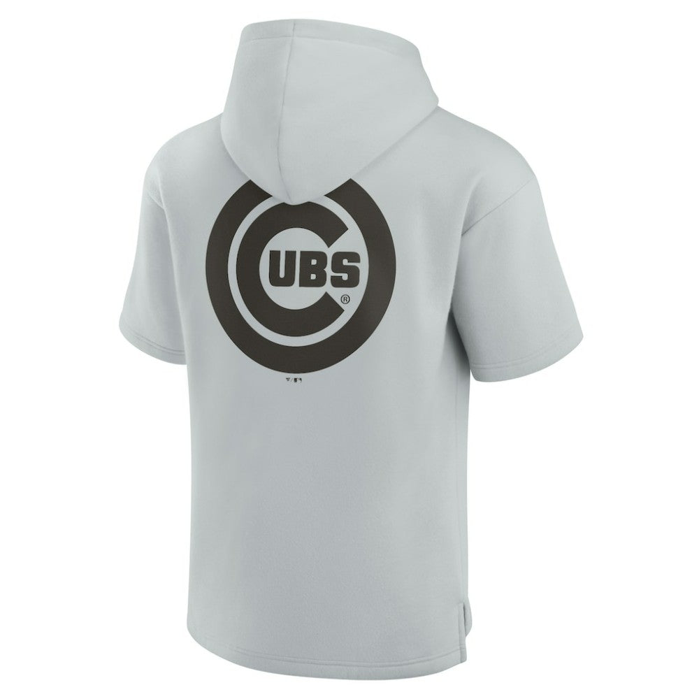 Chicago Cubs Unisex Elements Super Soft Fleece Short Sleeve Pullover Hoodie Gray
