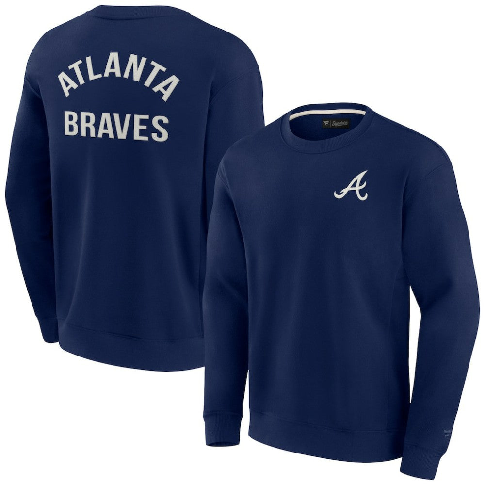 Atlanta Braves Unisex Super Soft Pullover Crew Sweatshirt Navy