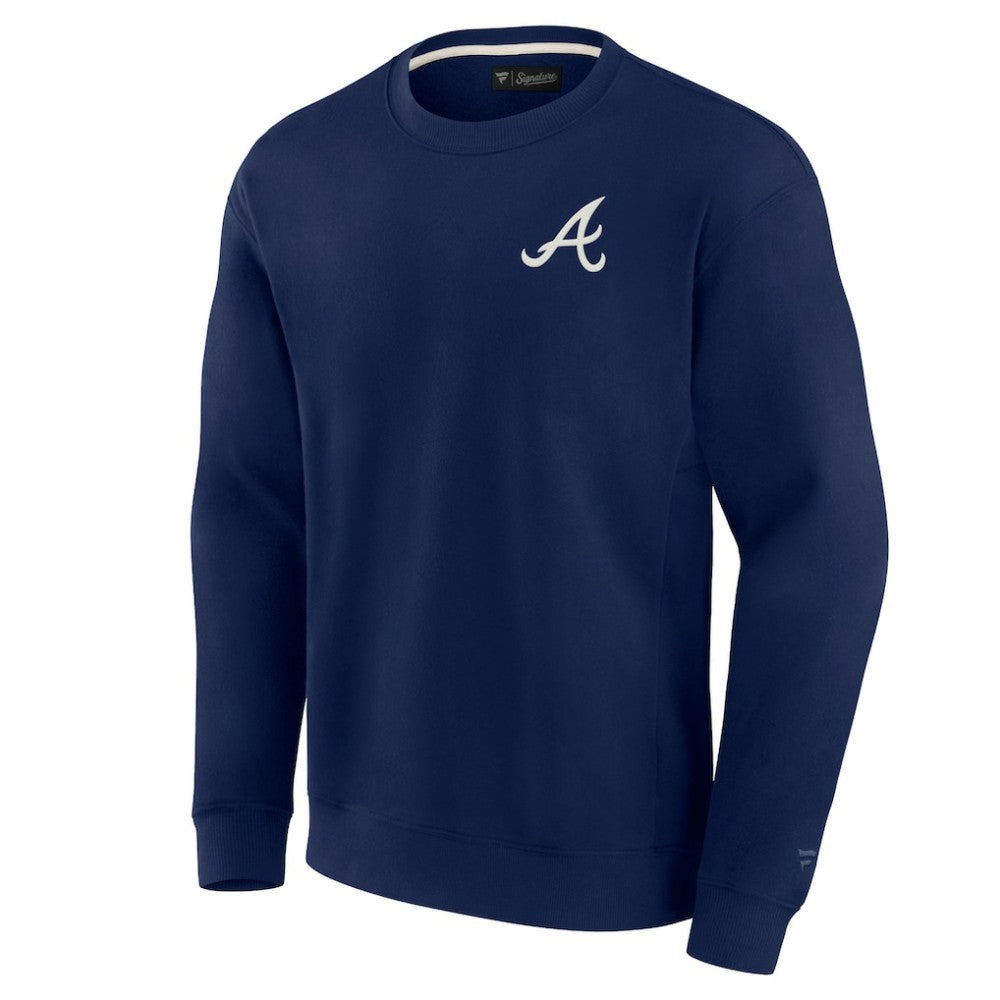 Atlanta Braves Unisex Super Soft Pullover Crew Sweatshirt Navy