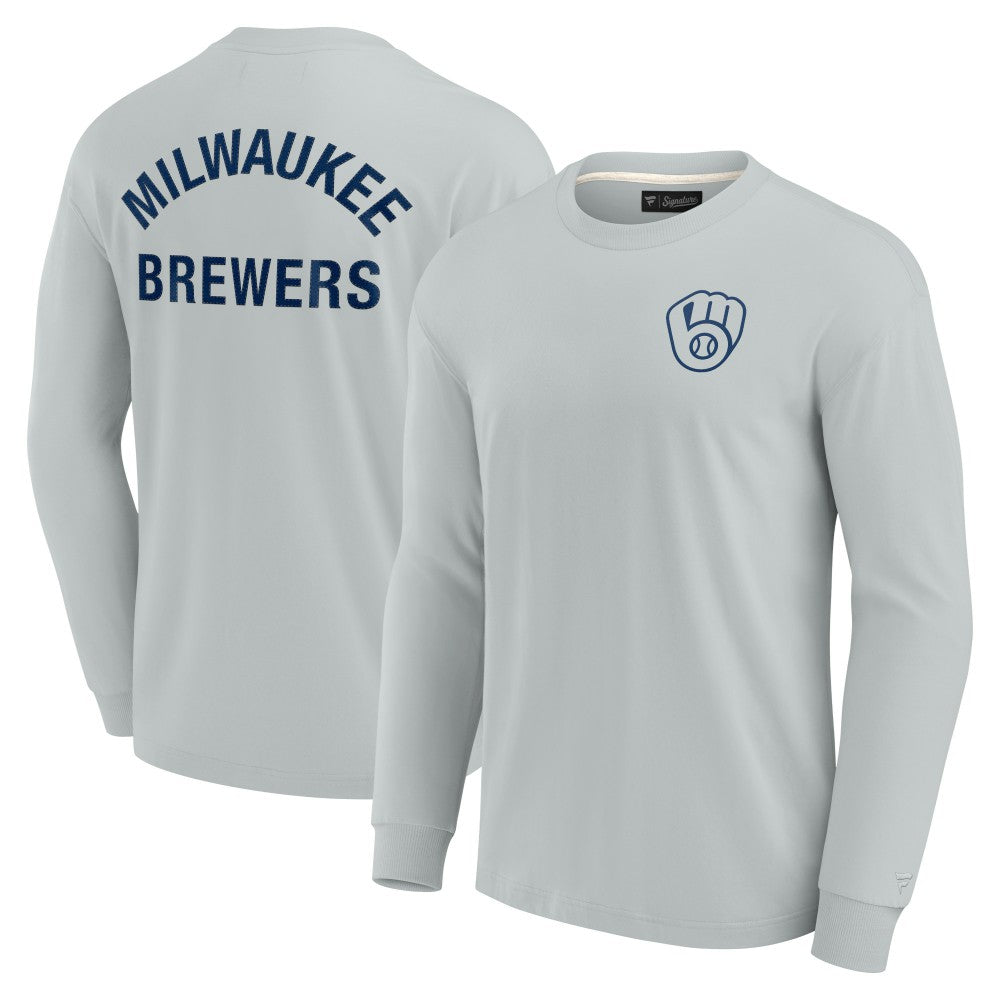 Milwaukee Brewers Unisex Elements Super Soft Long Sleeve T-Shirt Gray