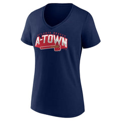 Atlanta Braves Women's Paint the Black V-Neck T-Shirt Navy