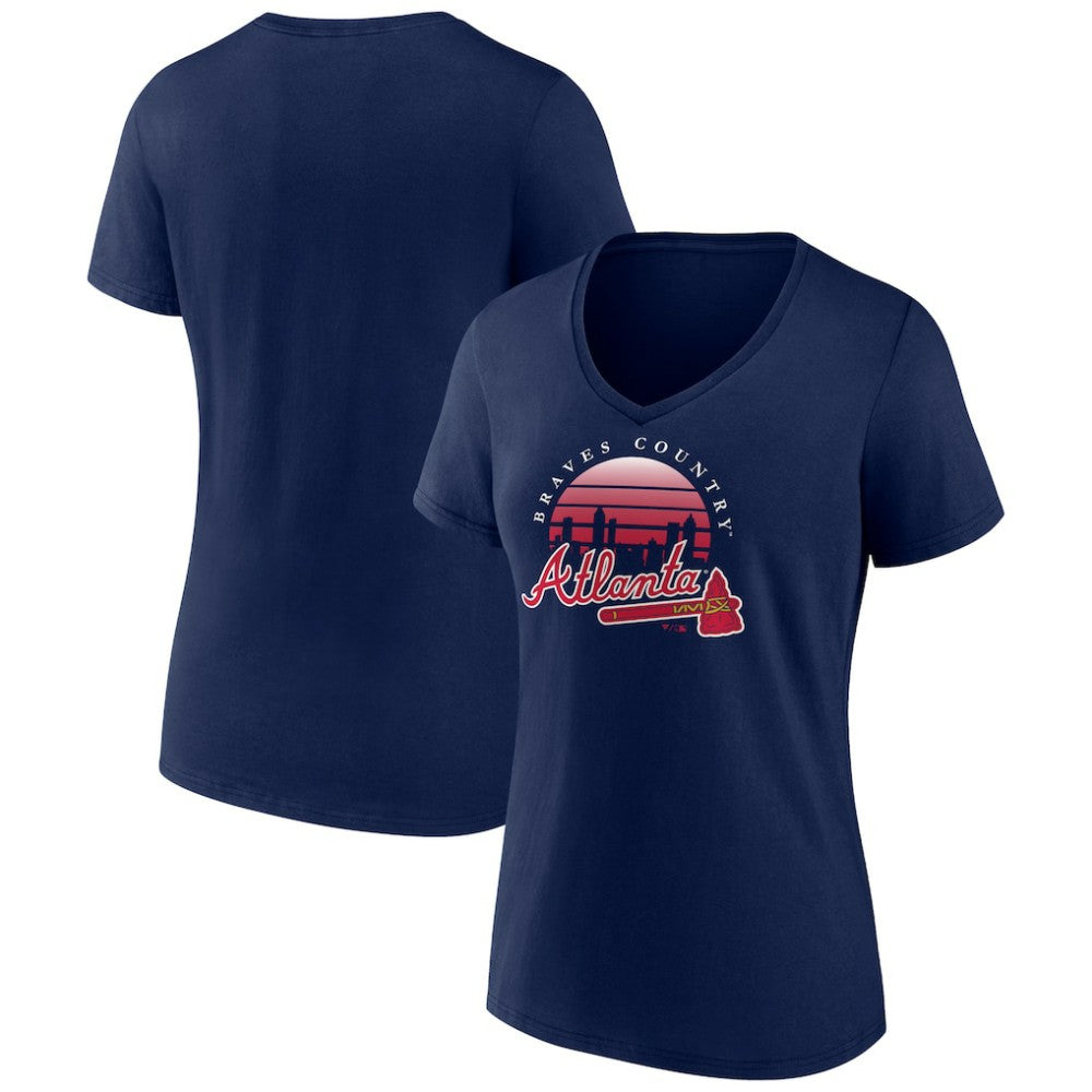 Atlanta Braves Women's One Champion V-Neck T-Shirt Navy