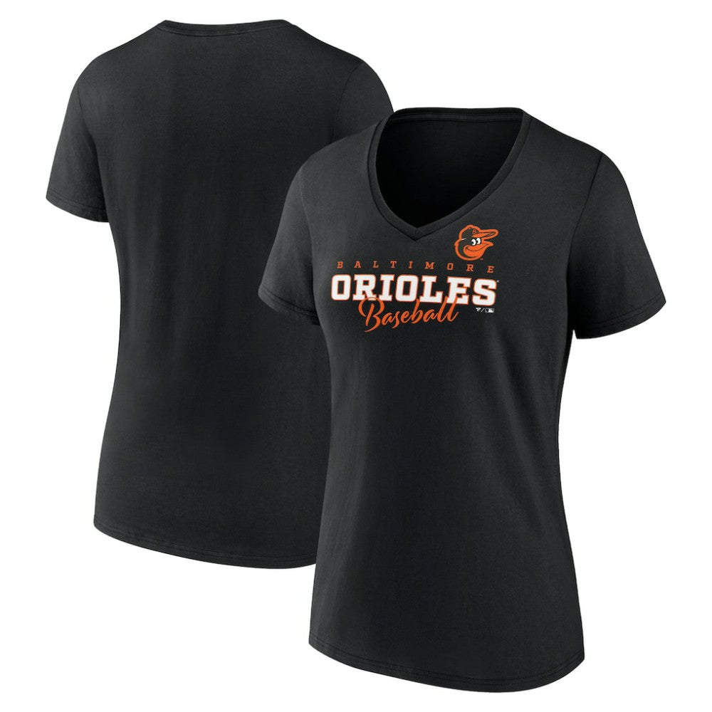 Baltimore Orioles Women's Back In Business V-Neck T-Shirt Black