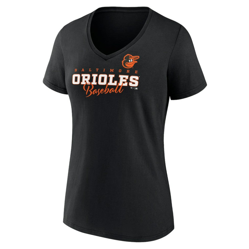 Baltimore Orioles Women's Back In Business V-Neck T-Shirt Black