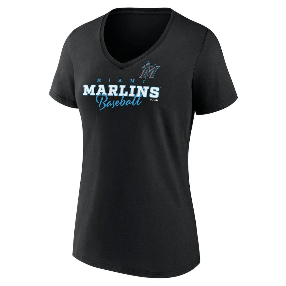 Miami Marlins Women's Back In Business V-Neck T-Shirt Black