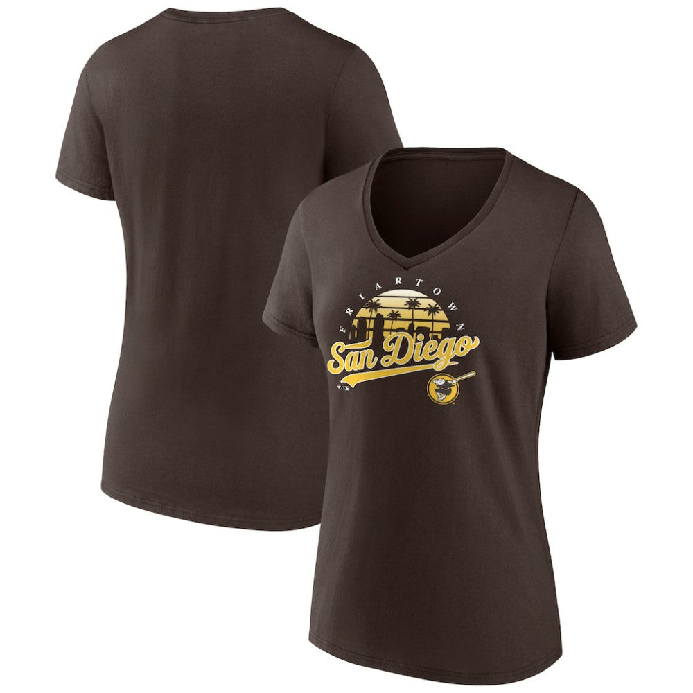 San Diego Padres Women's One Champion V-Neck T-Shirt Brown