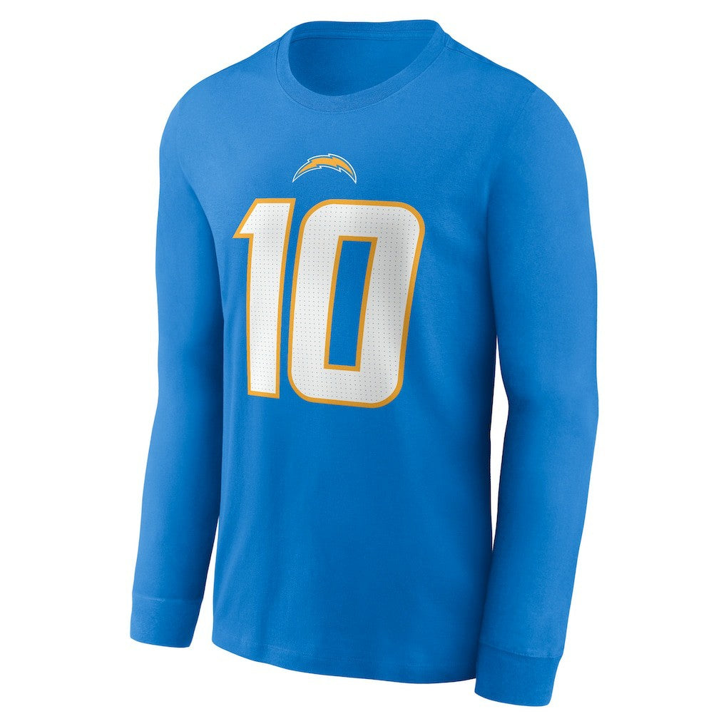 Justin Herbert Los Angeles Chargers Player Name & Number Long Sleeve T-Shirt - Powder Blue cheap