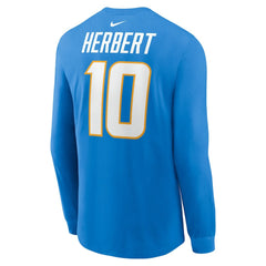 Justin Herbert Los Angeles Chargers Player Name & Number Long Sleeve T-Shirt - Powder Blue cheap