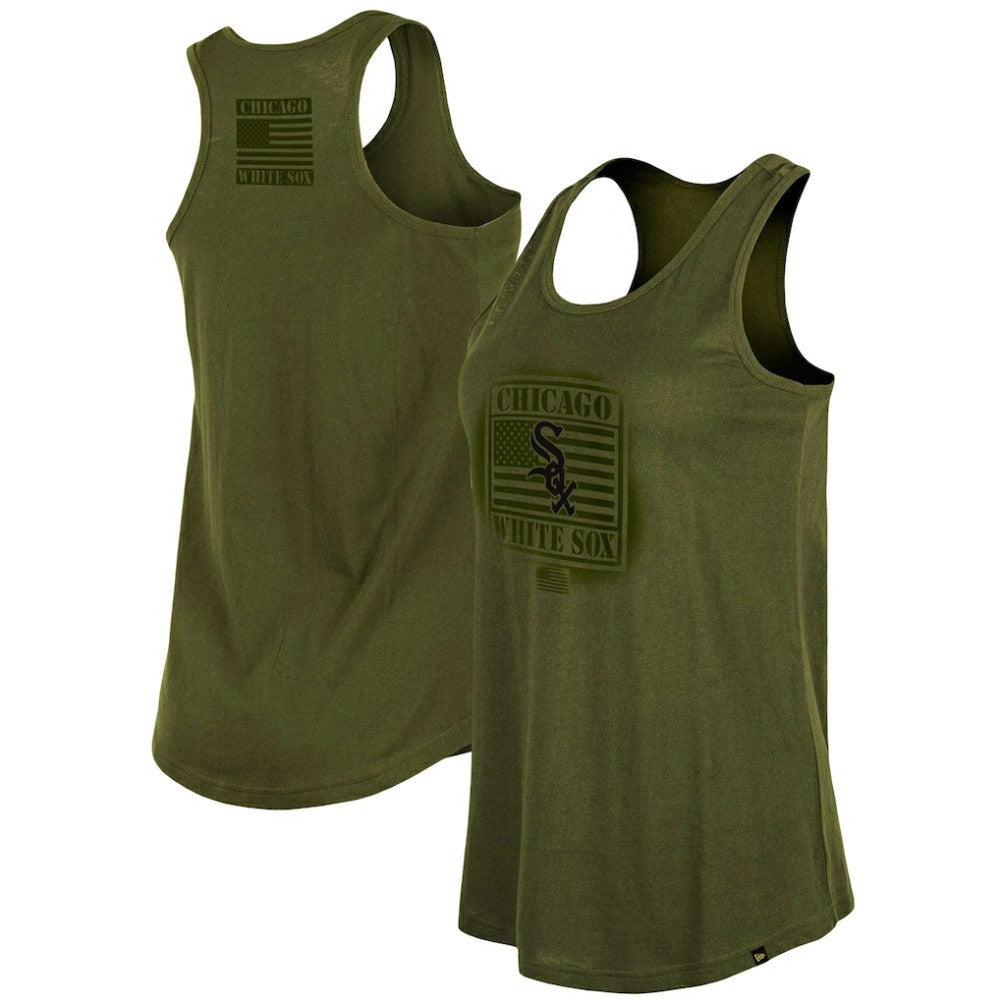 Chicago White Sox Women's 2023 Armed Forces Day Racerback Tank Top Olive