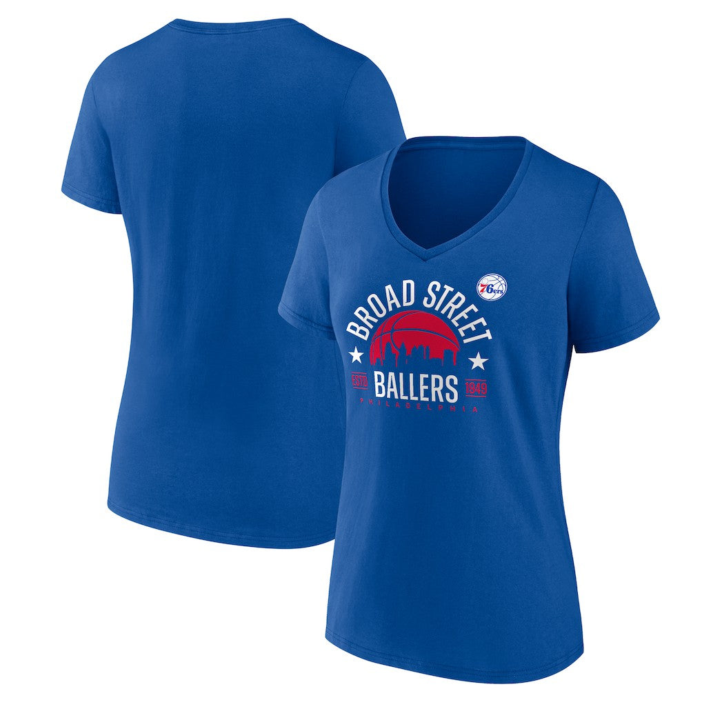 Philadelphia 76ers Women's Core Hometown Launch V-Neck T-Shirt - Royal discount