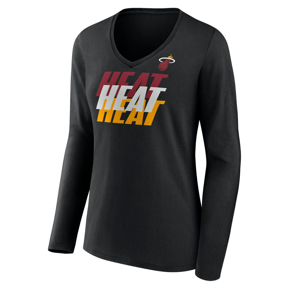 Miami Heat Women's Tumble V-Neck Long Sleeve T-Shirt - Black sale