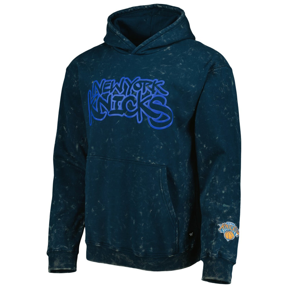 New York Knicks The Wild Collective Unisex Tonal Acid Wash Pullover Hoodie - Blue discount