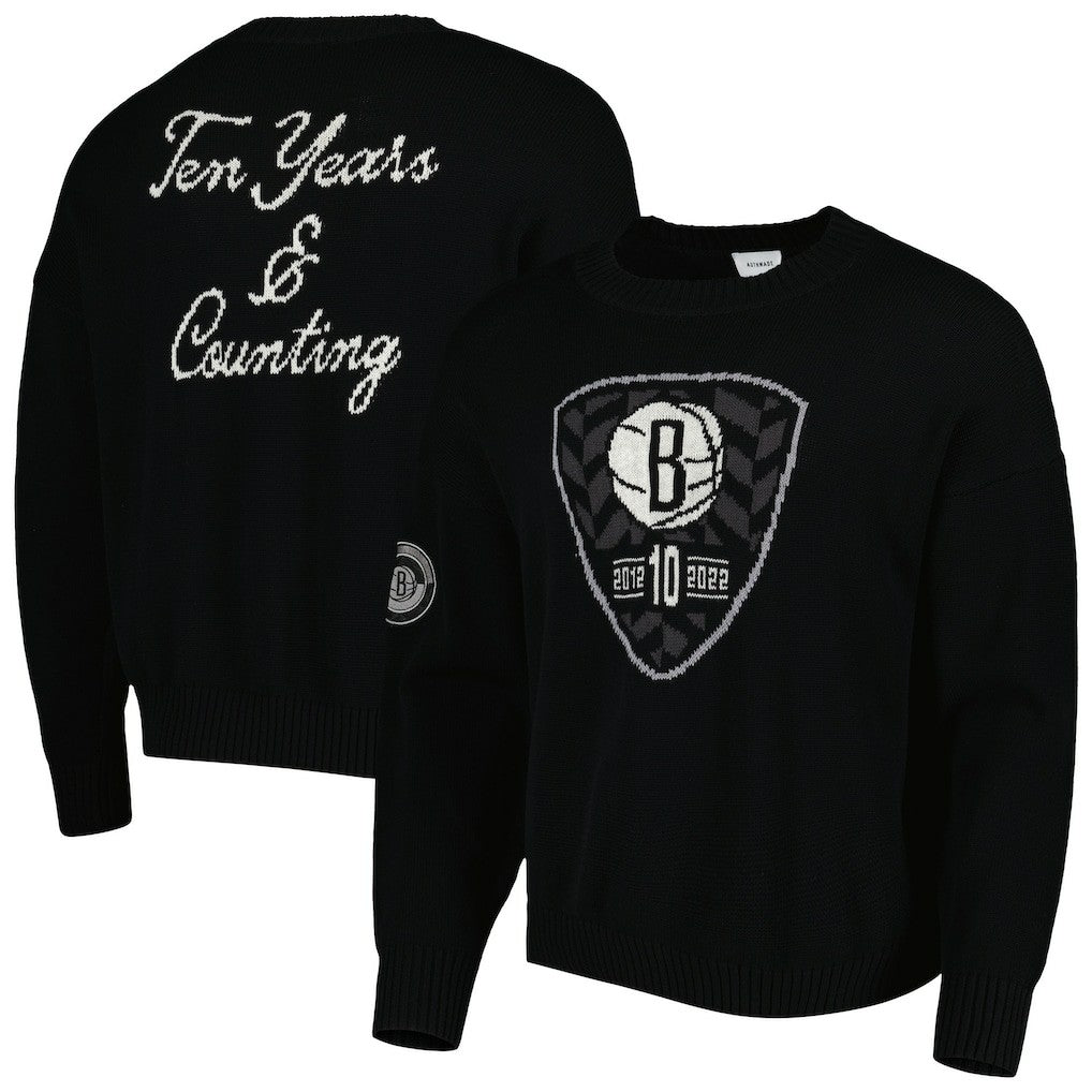 Brooklyn Nets AUTHMADE 10th Anniversary Pullover Sweater - Black shop