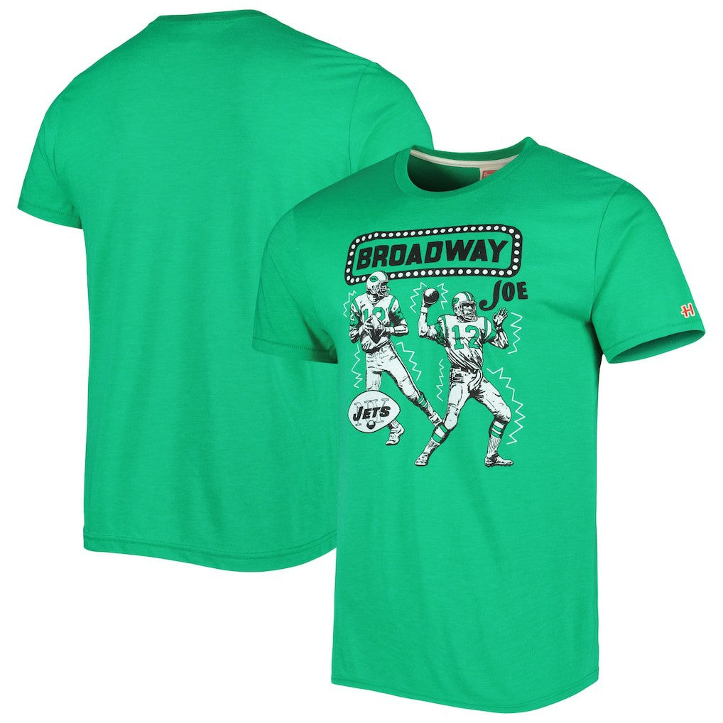 Joe Namath New York Jets Homage Unisex Unisex Caricature Retired Player Tri-Blend T-Shirt - Heather Green sale