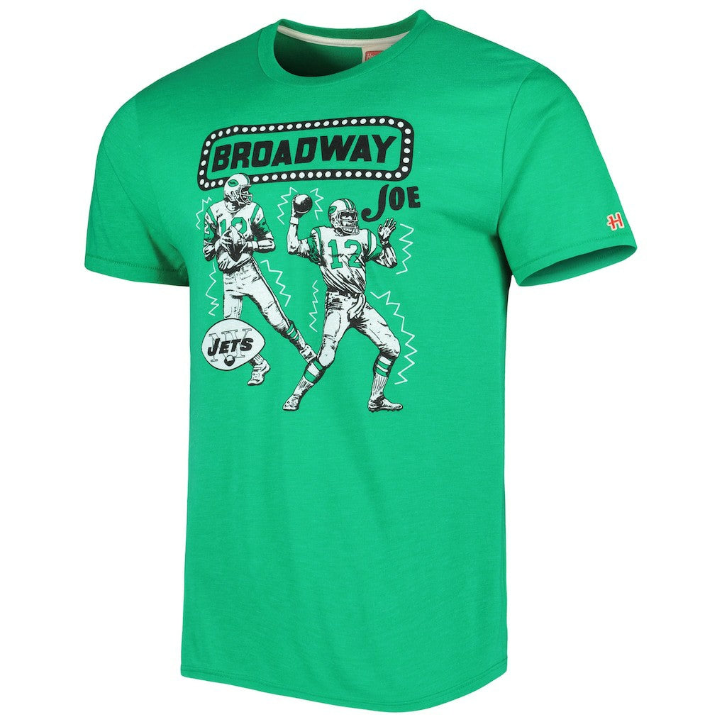 Joe Namath New York Jets Homage Unisex Unisex Caricature Retired Player Tri-Blend T-Shirt - Heather Green sale
