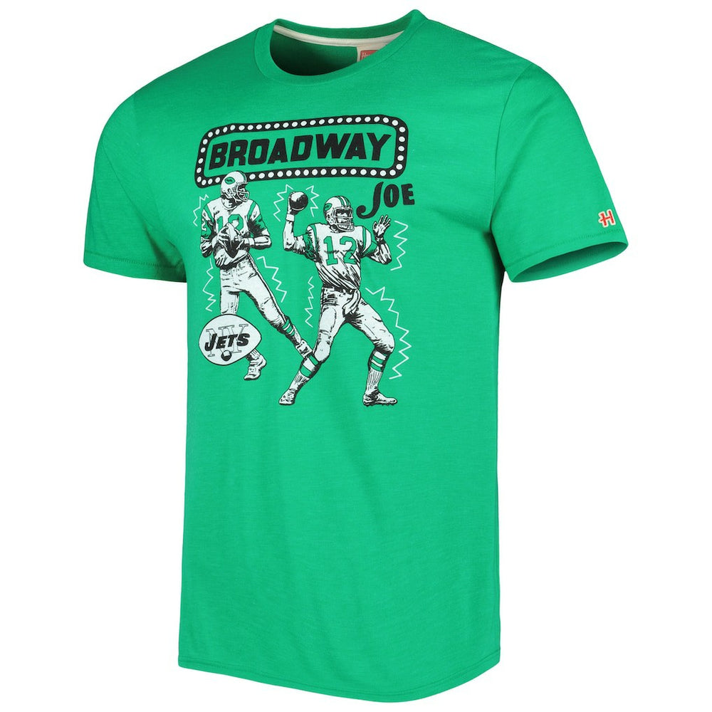Joe Namath New York Jets Homage Unisex Unisex Caricature Retired Player Tri-Blend T-Shirt - Heather Green sale