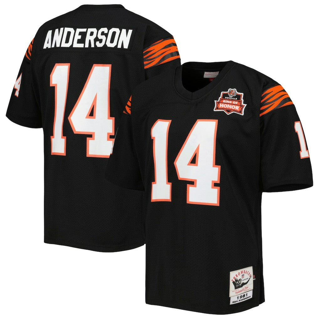 Ken Anderson Cincinnati Bengals 1981 Authentic Throwback Retired Player Jersey - Black on sale