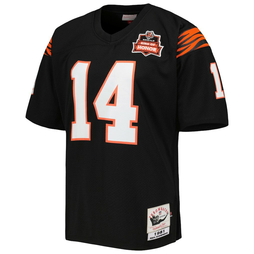 Ken Anderson Cincinnati Bengals 1981 Authentic Throwback Retired Player Jersey - Black on sale