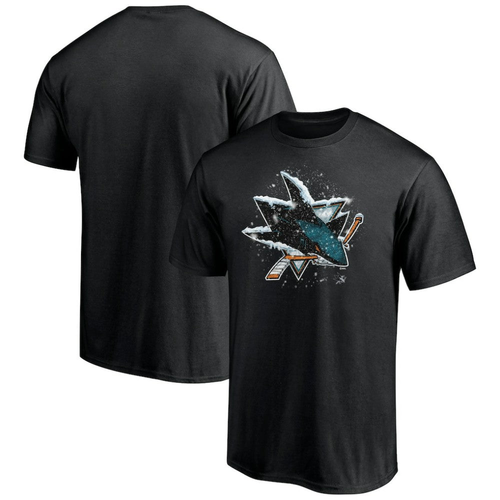 San Jose Sharks Snow Logo T-Shirt - Black T-shirts