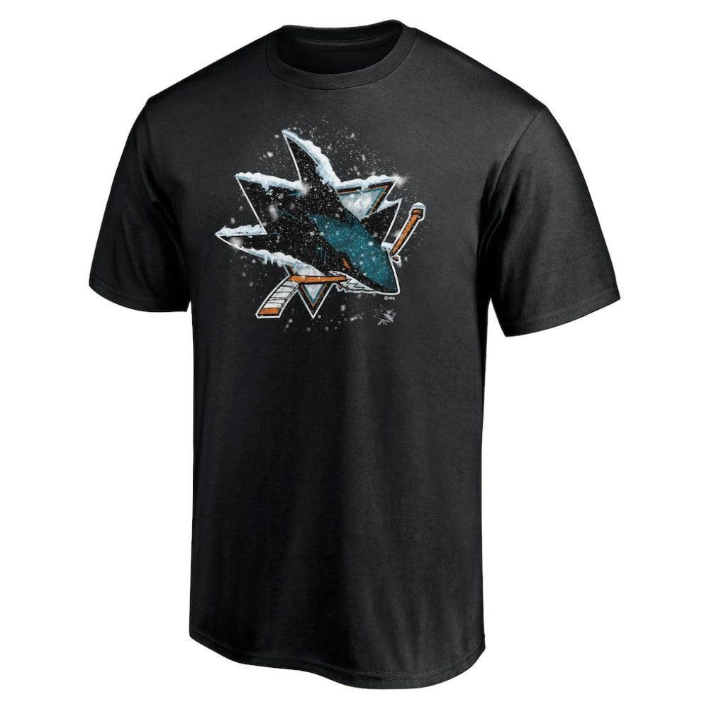 San Jose Sharks Snow Logo T-Shirt - Black T-shirts