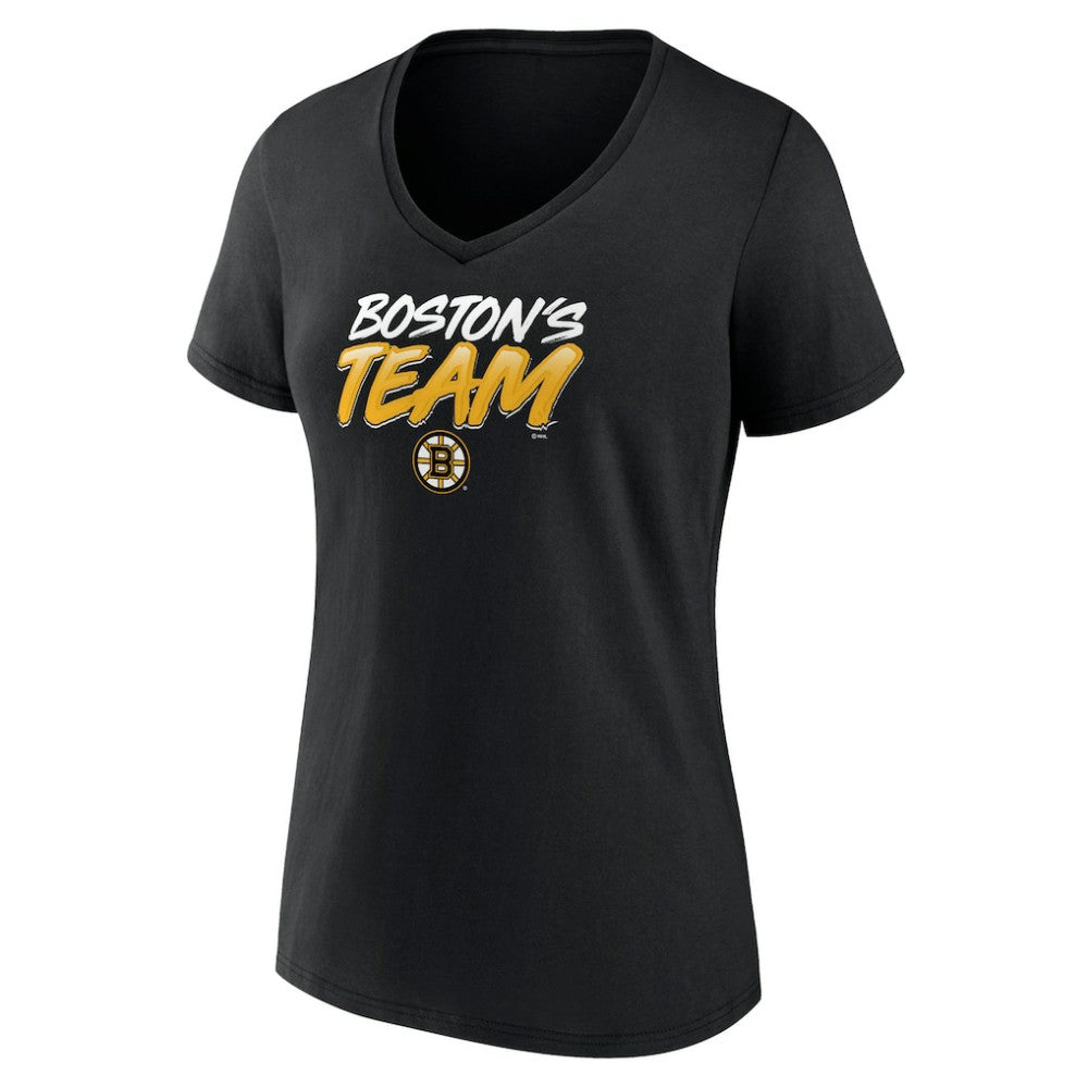 Boston Bruins Women's Active Edge V-Neck T-Shirt - Black T-shirts