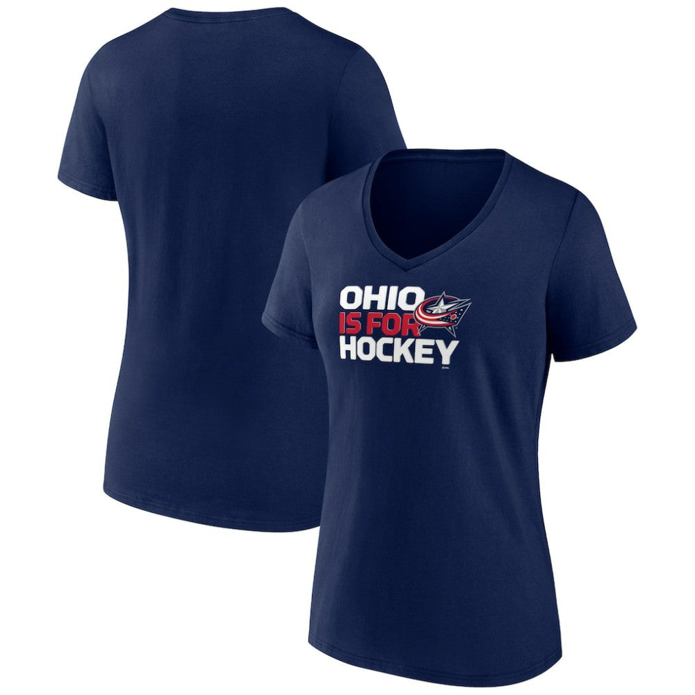 Columbus Blue Jackets Women's Active Edge V-Neck T-Shirt - Navy T-shirts