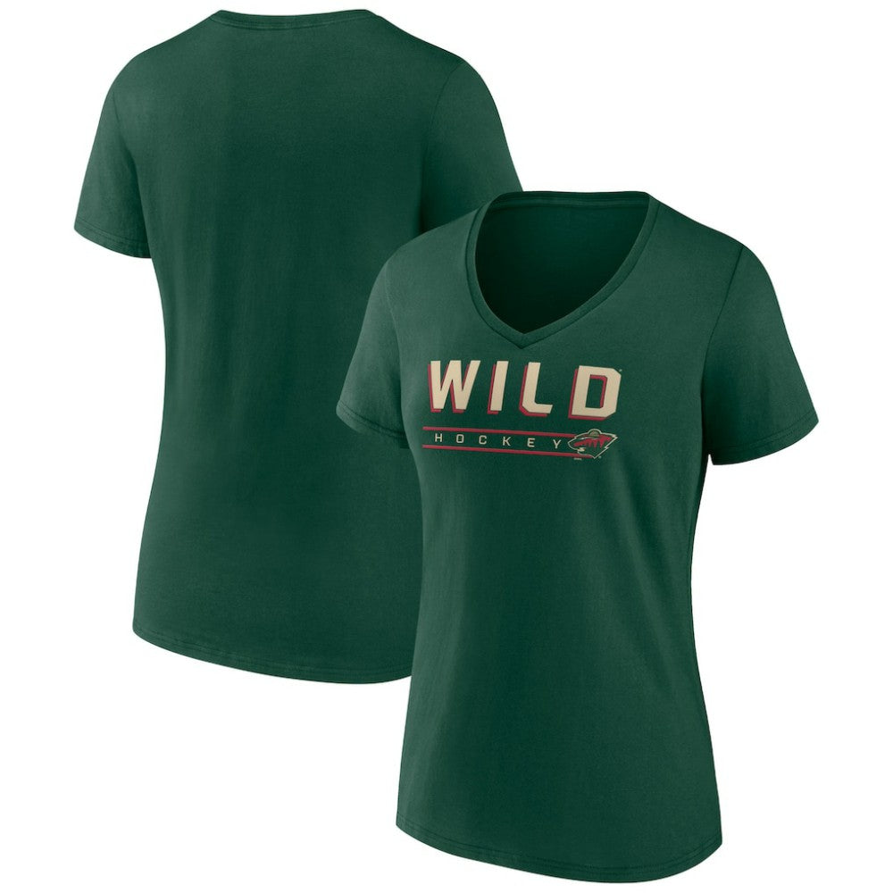 Minnesota Wild Women's Primary Play V-Neck T-Shirt - Green T-shirts
